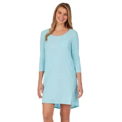 Women's Cuddl Duds® Essentials Long Sleeve Sleepshirt -Cuddl Duds SHOP 2594817 Aqua Heather