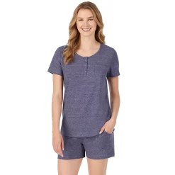 Women's Cuddl Duds® Pajamas: Essential Sleep Tee & Boxers Set 9 Women's Cuddl Duds® Pajamas: Essential Sleep Tee & Boxers Set -Cuddl Duds SHOP 2642178 Navy Heather