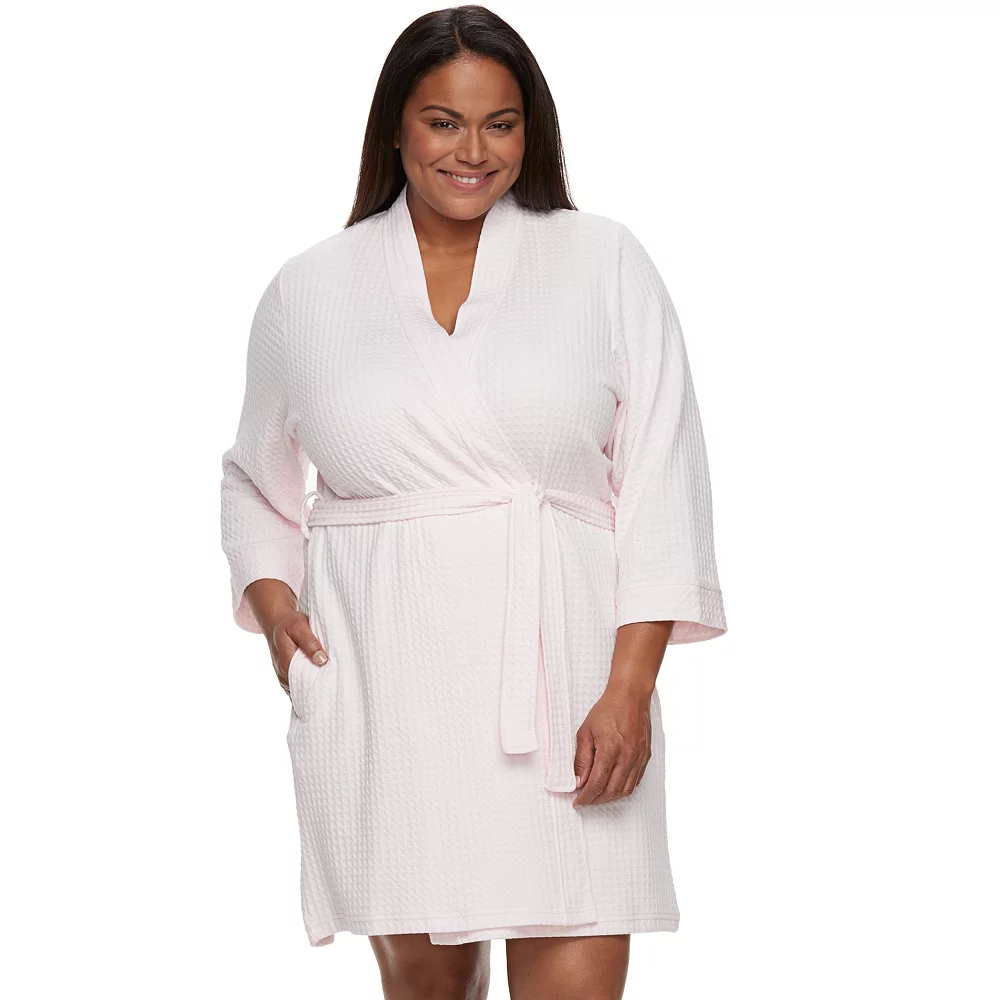 Plus Size Croft & Barrow® Waffle-Knit Kimono Robe 2 Plus Size Croft & Barrow® Waffle-Knit Kimono Robe - Image 2