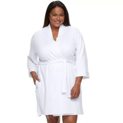Plus Size Croft & Barrow® Waffle-Knit Kimono Robe 10 Plus Size Croft & Barrow® Waffle-Knit Kimono Robe -Cuddl Duds SHOP 2668341 White