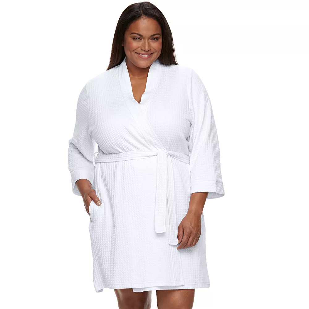 Plus Size Croft & Barrow® Waffle-Knit Kimono Robe 3 Plus Size Croft & Barrow® Waffle-Knit Kimono Robe - Image 3