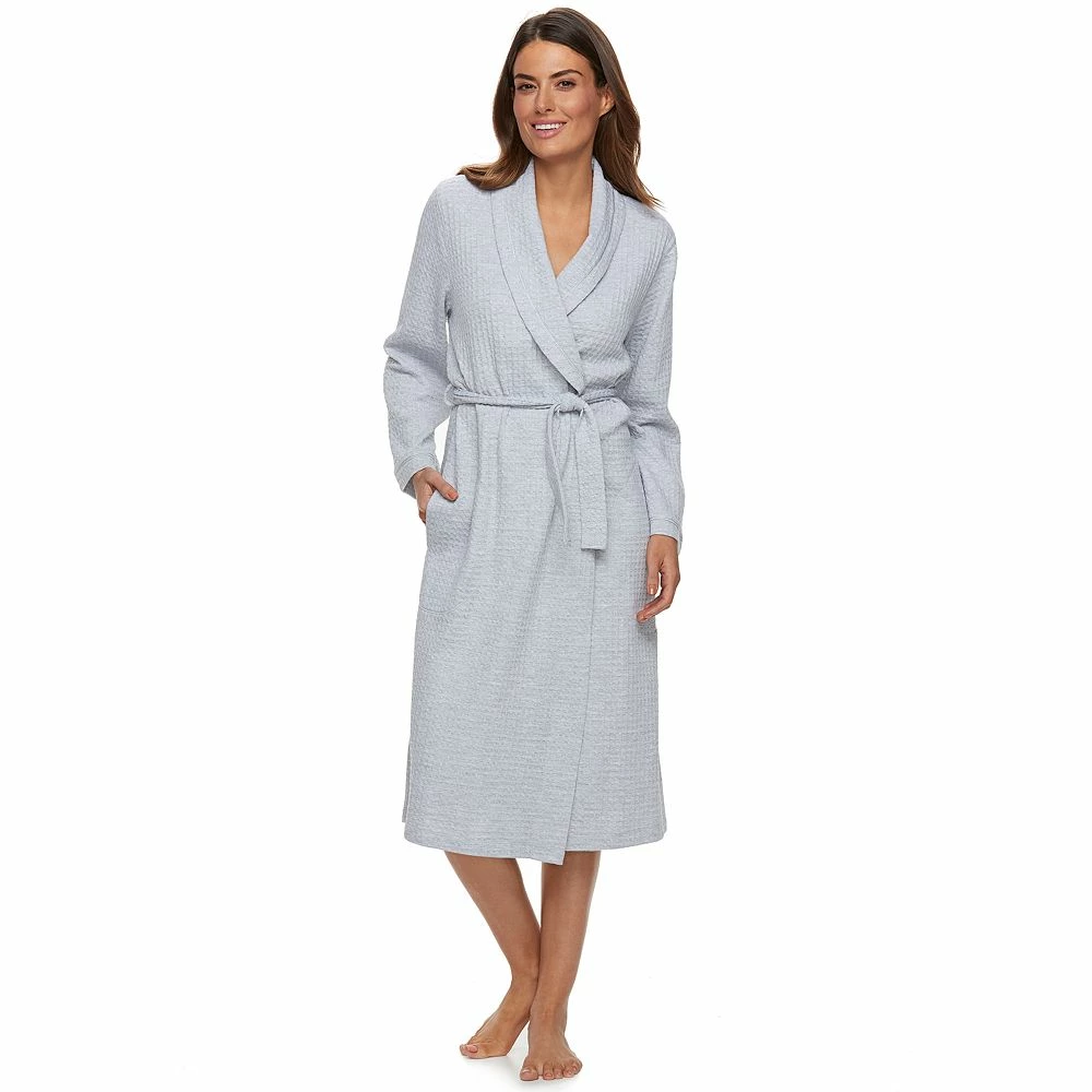 Women's Croft & Barrow® Waffle-Knit Long Shawl-Collar Robe 1 Women's Croft & Barrow® Waffle-Knit Long Shawl-Collar Robe