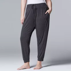 Plus Size Simply Vera Vera Wang Basic Luxury Banded Bottom Pajama Pants