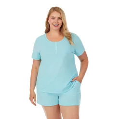 Plus Size Cuddl Duds Essentials Pajama Tee & Pajama Boxers Sleep Set 9 Plus Size Cuddl Duds Essentials Pajama Tee & Pajama Boxers Sleep Set -Cuddl Duds SHOP 3034455 Aqua Heather