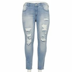 Juniors' Plus Size SO® Low-Rise Jeggings 17 Juniors' Plus Size SO® Low-Rise Jeggings -Cuddl Duds SHOP 3254850 Light Destructed