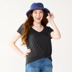 Juniors' SO® Oversized Pocket Tee -Cuddl Duds SHOP 3326644 Black Luxe