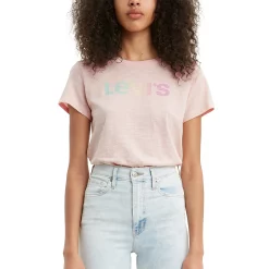 Women's Levi's® Logo Perfect Tee -Cuddl Duds SHOP 3416906 Gradient Peach Blush