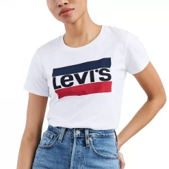 Women's Levi's® Logo Perfect Tee -Cuddl Duds SHOP 3416906 Sportswear Logo White