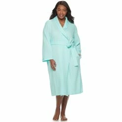 Plus Size Croft & Barrow® Shawl-Collar Waffle Robe 10 Plus Size Croft & Barrow® Shawl-Collar Waffle Robe -Cuddl Duds SHOP 3445495 Aqua