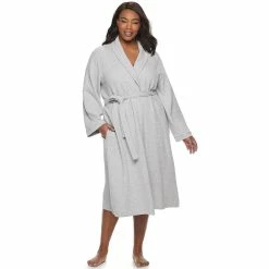 Plus Size Croft & Barrow® Shawl-Collar Waffle Robe 13 Plus Size Croft & Barrow® Shawl-Collar Waffle Robe -Cuddl Duds SHOP 3445495 Heather Gray