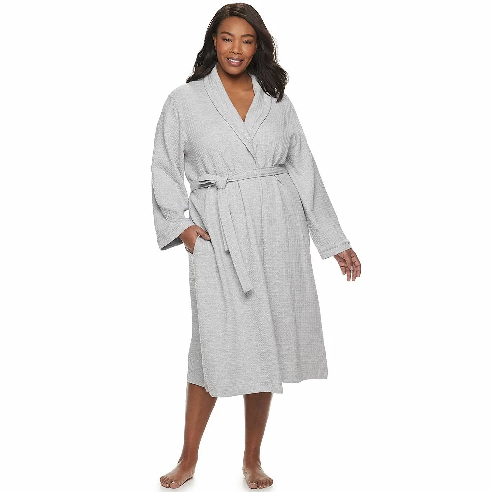 Plus Size Croft & Barrow® Shawl-Collar Waffle Robe 6 Plus Size Croft & Barrow® Shawl-Collar Waffle Robe - Image 6