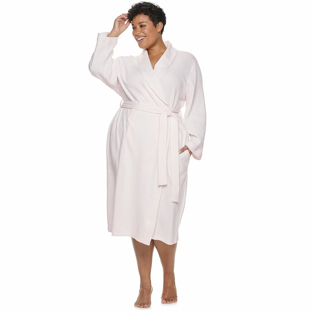 Plus Size Croft & Barrow® Shawl-Collar Waffle Robe 4 Plus Size Croft & Barrow® Shawl-Collar Waffle Robe - Image 4