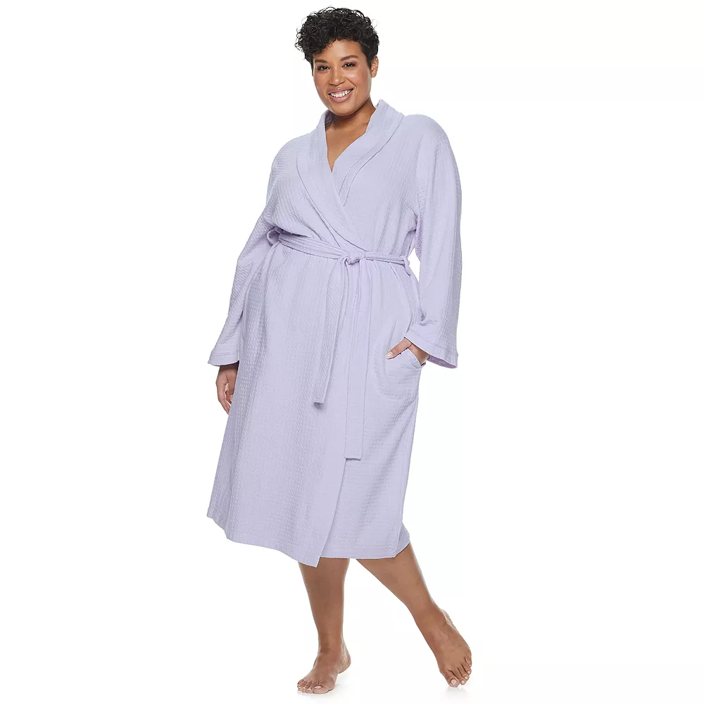 Plus Size Croft & Barrow® Shawl-Collar Waffle Robe 7 Plus Size Croft & Barrow® Shawl-Collar Waffle Robe - Image 7