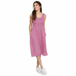 Women's Croft & Barrow® Smocked Swing Midi Dress 14 Women's Croft & Barrow® Smocked Swing Midi Dress -Cuddl Duds SHOP 3567056 Pink Medallion Print