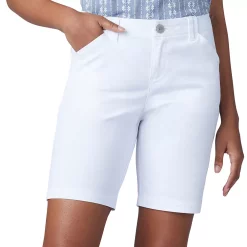 Petite Lee® Regular Fit Chino Bermuda Shorts 19 Petite Lee® Regular Fit Chino Bermuda Shorts -Cuddl Duds SHOP 3583205 White