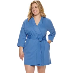 Plus Size Jockey® Everyday Essentials Robe -Cuddl Duds SHOP 3618217 Blue