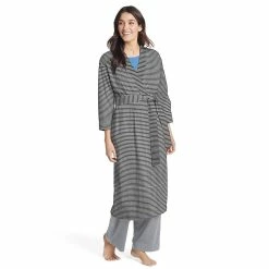 Women's Jockey® Everyday Essentials Long Wrap Robe -Cuddl Duds SHOP 3618221 Charcoal Stripe