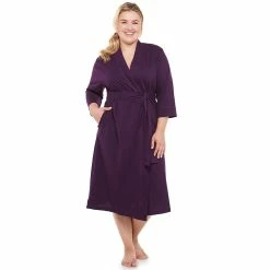 Plus Size Jockey® Everyday Essentials Long Wrap Robe -Cuddl Duds SHOP 3618223 Deep Plum