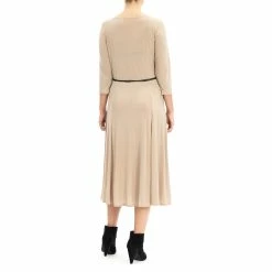 Women's Nina Leonard Three-Quarter Sleeve Belted Midi Dress 8 Women's Nina Leonard Three-Quarter Sleeve Belted Midi Dress -Cuddl Duds SHOP 3624245 ALT