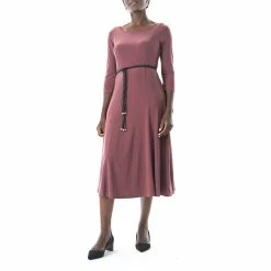Alternative view of Women's Nina Leonard Three-Quarter Sleeve Belted Midi Dress