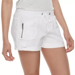 Juniors' Unionbay Christy Convertible Cuffed Midi Shorts -Cuddl Duds SHOP 3671783 White
