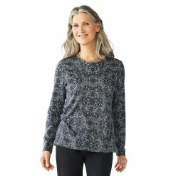 Women's Croft & Barrow® Essential Long-Sleeve Crewneck Tee 15 Women's Croft & Barrow® Essential Long-Sleeve Crewneck Tee -Cuddl Duds SHOP 3836990 Black Medallion