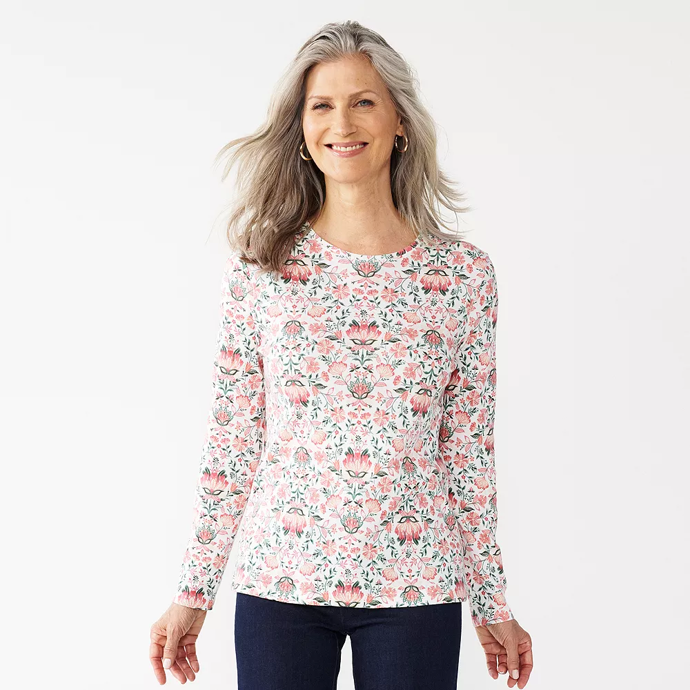Women's Croft & Barrow® Essential Long-Sleeve Crewneck Tee 4 Women's Croft & Barrow® Essential Long-Sleeve Crewneck Tee - Image 4