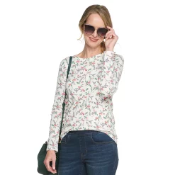 Women's Croft & Barrow® Essential Long-Sleeve Crewneck Tee 13 Women's Croft & Barrow® Essential Long-Sleeve Crewneck Tee -Cuddl Duds SHOP 3836990 Red Bird Print