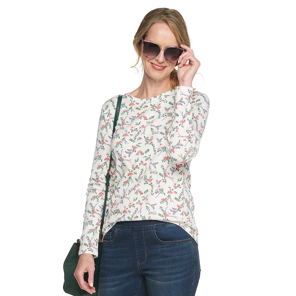 Women's Croft & Barrow® Essential Long-Sleeve Crewneck Tee 3 Women's Croft & Barrow® Essential Long-Sleeve Crewneck Tee - Image 3