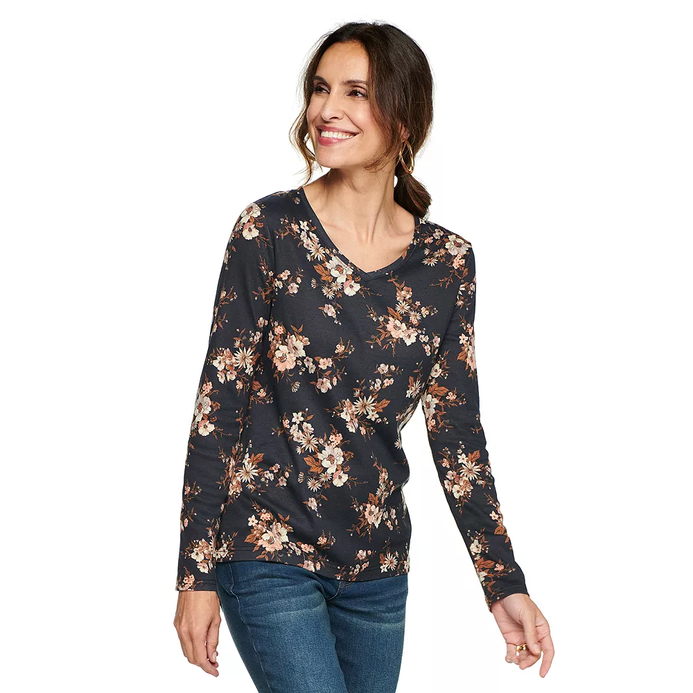 Women's Croft & Barrow® Essential Long Sleeve V-Neck Tee 9 Women's Croft & Barrow® Essential Long Sleeve V-Neck Tee - Image 9