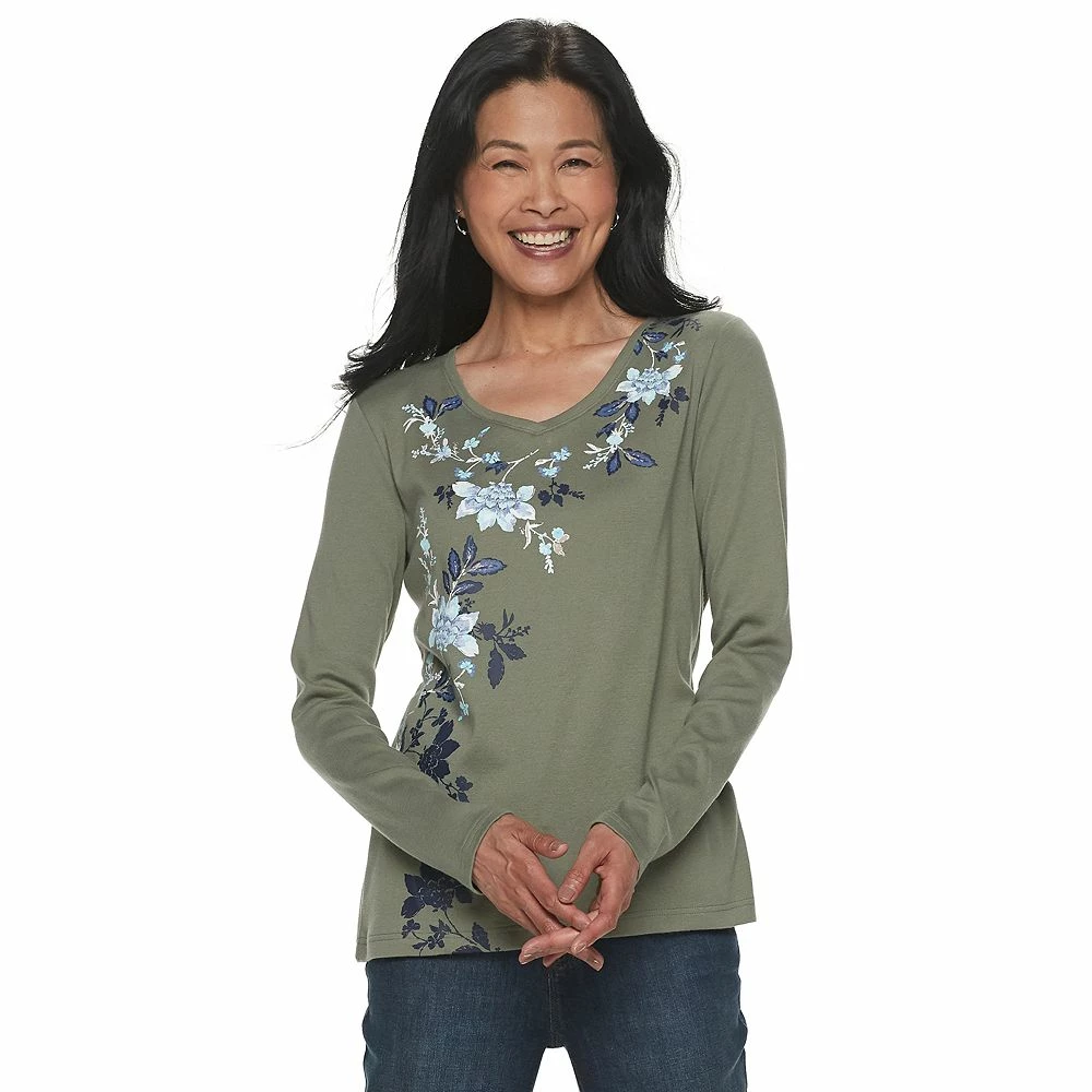 Women's Croft & Barrow® Essential Long Sleeve V-Neck Tee 10 Women's Croft & Barrow® Essential Long Sleeve V-Neck Tee - Image 10