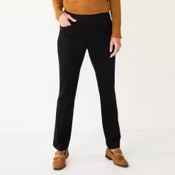 Women's Croft & Barrow® Effortless Stretch Pull-On Bootcut Pants -Cuddl Duds SHOP 3857885 Black