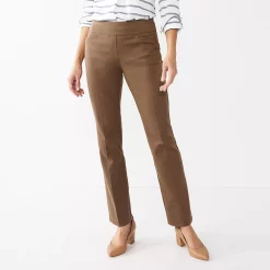 Women's Croft & Barrow® Effortless Stretch Pull-On Bootcut Pants -Cuddl Duds SHOP 3857885 Brown