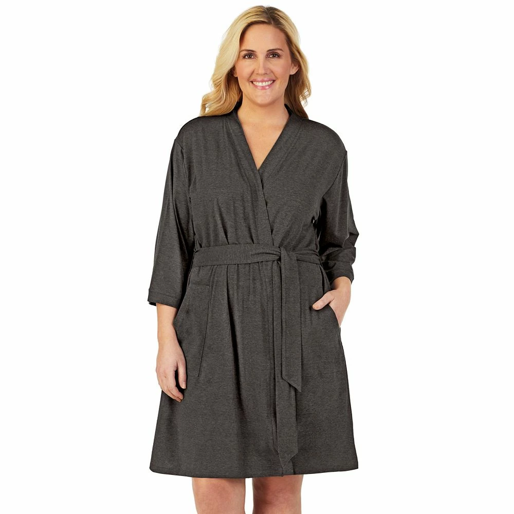 Plus Size Cuddl Duds® Essentials Wrap Robe 1 Plus Size Cuddl Duds® Essentials Wrap Robe