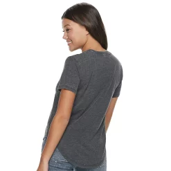 Juniors' Disney's Stitch High-Low V-Neck Graphic Tee -Cuddl Duds SHOP 3948682 ALT
