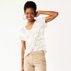 Juniors' SO® Favorite V-Neck Short Sleeve Tee -Cuddl Duds SHOP 3978405 Cora Camo