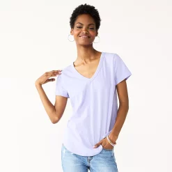 Juniors' SO® Favorite V-Neck Short Sleeve Tee -Cuddl Duds SHOP 3978405 Josie Lavender