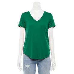 Juniors' SO® Favorite V-Neck Short Sleeve Tee -Cuddl Duds SHOP 3978405 Midnight Moss