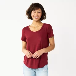 Juniors SO® Favorite U-Neck Short Sleeve Tee -Cuddl Duds SHOP 3979445 Berry Magnolia