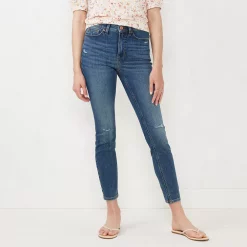 Women's LC Lauren Conrad Feel Good High-Waist Skinny Jeans 14 Women's LC Lauren Conrad Feel Good High-Waist Skinny Jeans -Cuddl Duds SHOP 4316478 Medium Wash Destruct