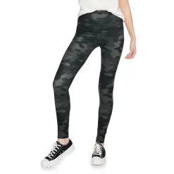 Juniors' SO® Sporty High Waisted Long Leggings -Cuddl Duds SHOP 4341243 Black Camo