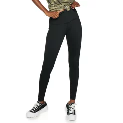 Juniors' SO® Sporty High Waisted Long Leggings -Cuddl Duds SHOP 4341243 Black Shimmer
