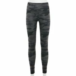Juniors' SO® Sporty High Waisted Long Leggings -Cuddl Duds SHOP 4341243 Camo Gray