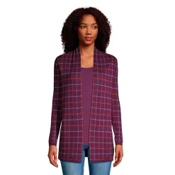 Women's Lands' End Open-Front Long Cardigan Sweater -Cuddl Duds SHOP 4532098 Classic Grape