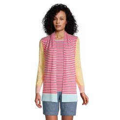 Women's Lands' End Open-Front Long Cardigan Sweater -Cuddl Duds SHOP 4532098 Hot Pink Stripe