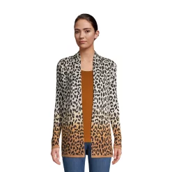 Women's Lands' End Open-Front Long Cardigan Sweater -Cuddl Duds SHOP 4532098 Warm Tawny Brown