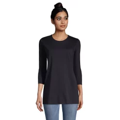 Women's Lands' End Supima Cotton Crewneck Tunic -Cuddl Duds SHOP 4542524 Black