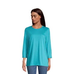 Women's Lands' End Supima Cotton Crewneck Tunic -Cuddl Duds SHOP 4542524 Coastal Blue Teal