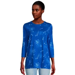 Women's Lands' End Supima Cotton Crewneck Tunic -Cuddl Duds SHOP 4542524 Cool Cobalt Floral