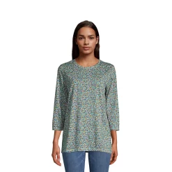 Women's Lands' End Supima Cotton Crewneck Tunic -Cuddl Duds SHOP 4542524 Ivory Multi Floral